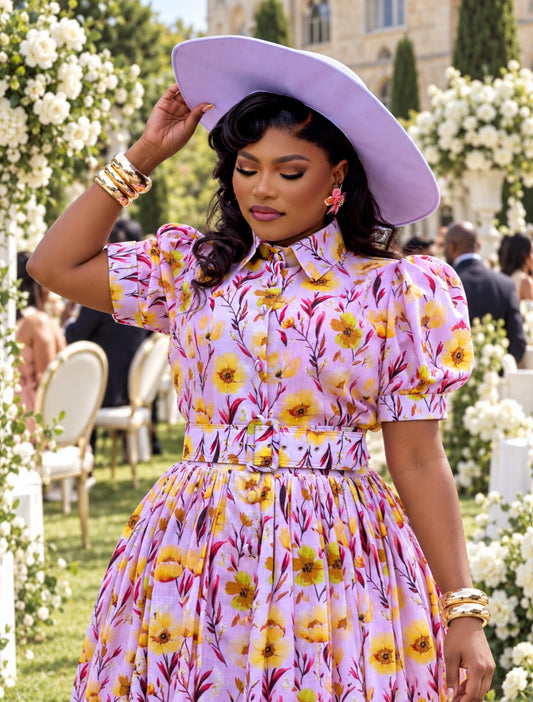 Grace in Bloom Pastel Pink Midi Dress