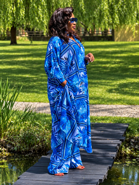 Mediterranean Resort Pants & Shirt Dress Set