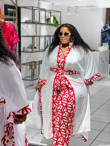 Asanda Red & White Kimono Set