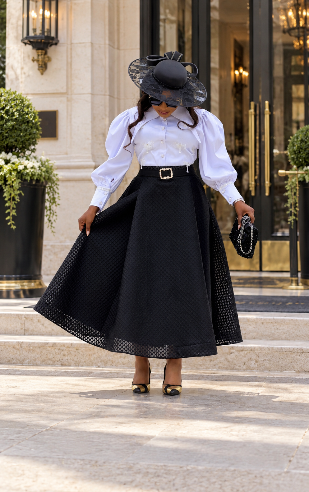 The Élite Butterfly Blouse & Skirt Set