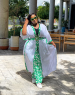 Maxine Green & White Kimono Set
