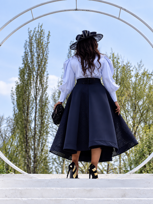 The Sovereign Black and White Luxury Midi Skirt Set