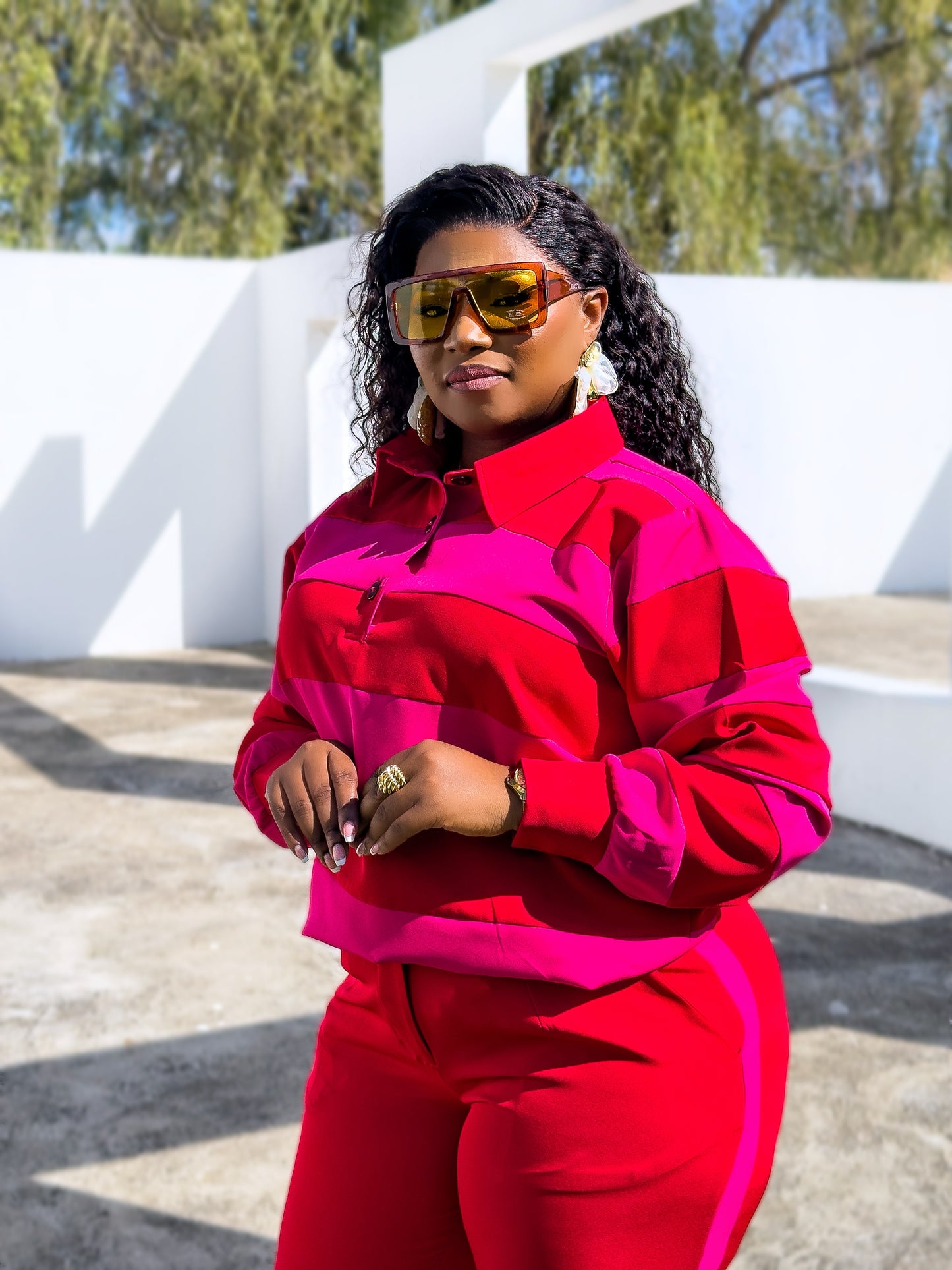 The Crimson Confidence Golf Shirt Set