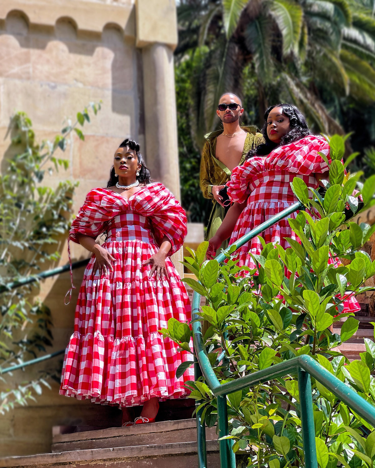 Yuletide Grandeur Red Check Maxi Dress