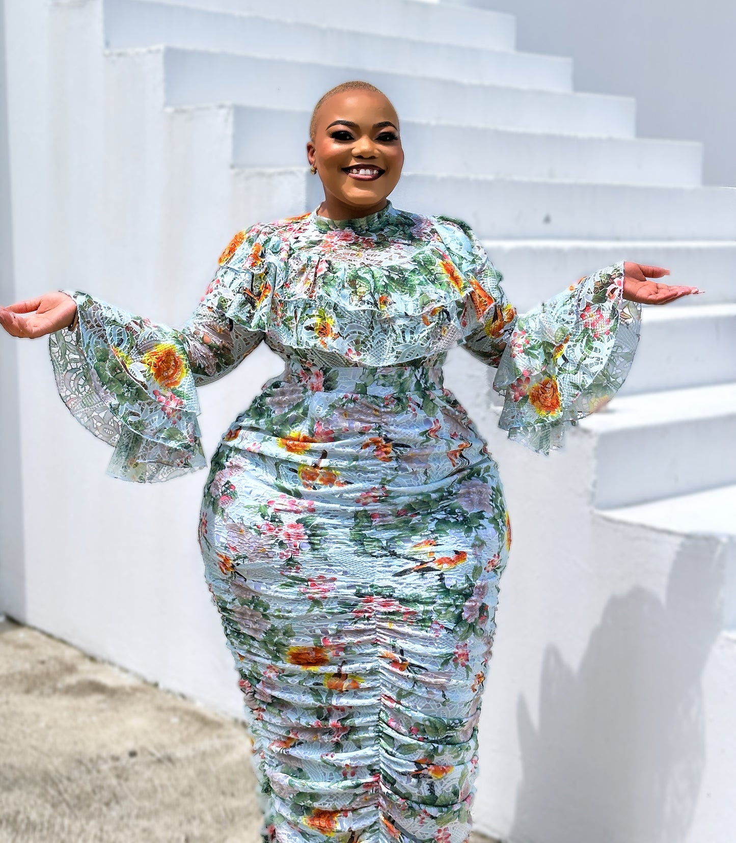 The Garden Royale Ruched Lace Dress