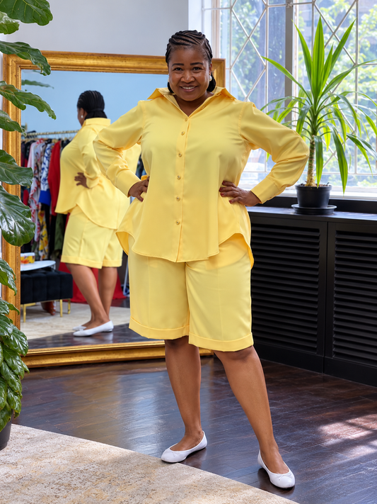 Butter Yellow Bermuda Shorts Set