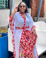 Asanda Red & White Kimono Set