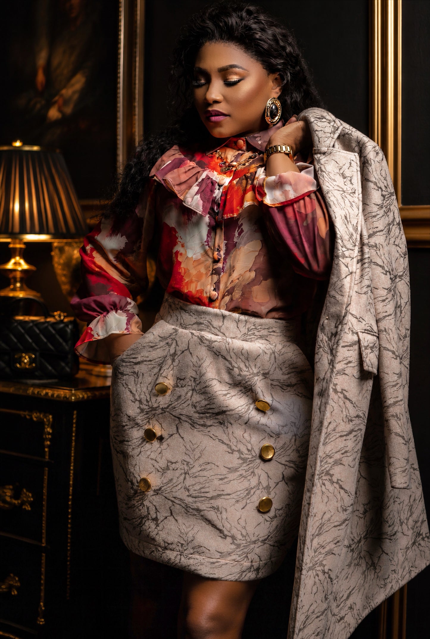 The Marble Majesty Skirt & Coat Set