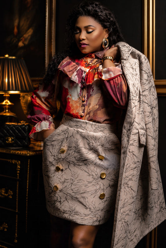 The Marble Majesty Skirt & Coat Set