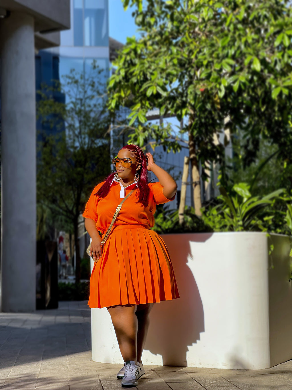 Orange 🍊 & White Tennis Skirt Set