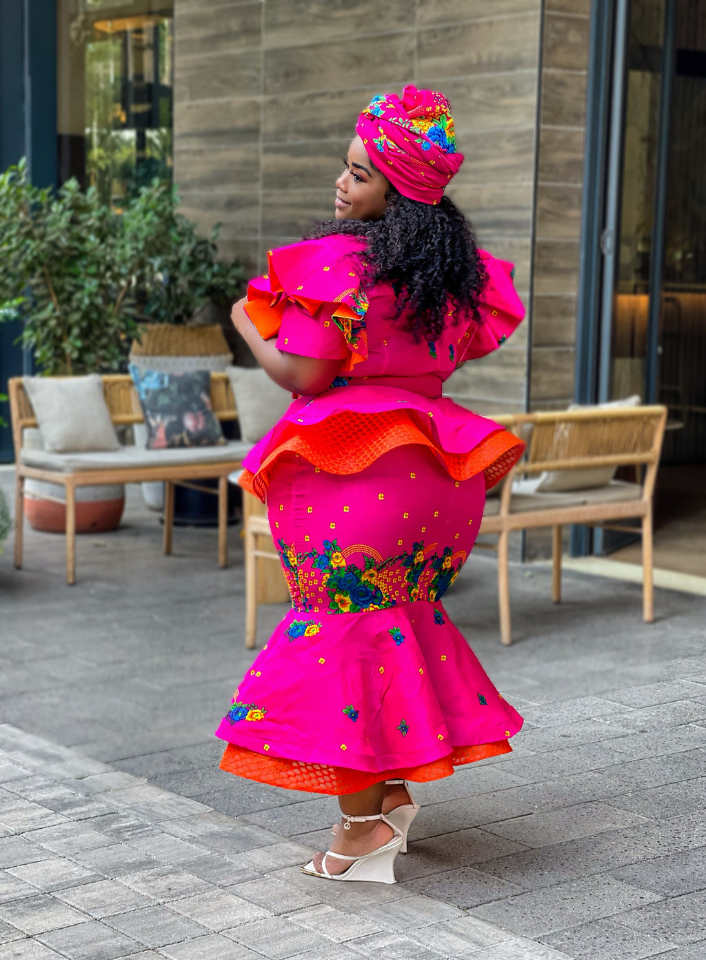 Pink & Orange Traditional Manyalo Attire