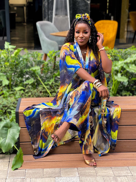 Sparkling Multicoloured Kimono Set