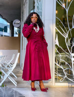 Burgundy Fur Coat Dress + Fur Shawl