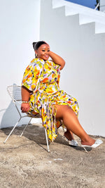 Sunlight Bloom Ruched Kimono like Dress