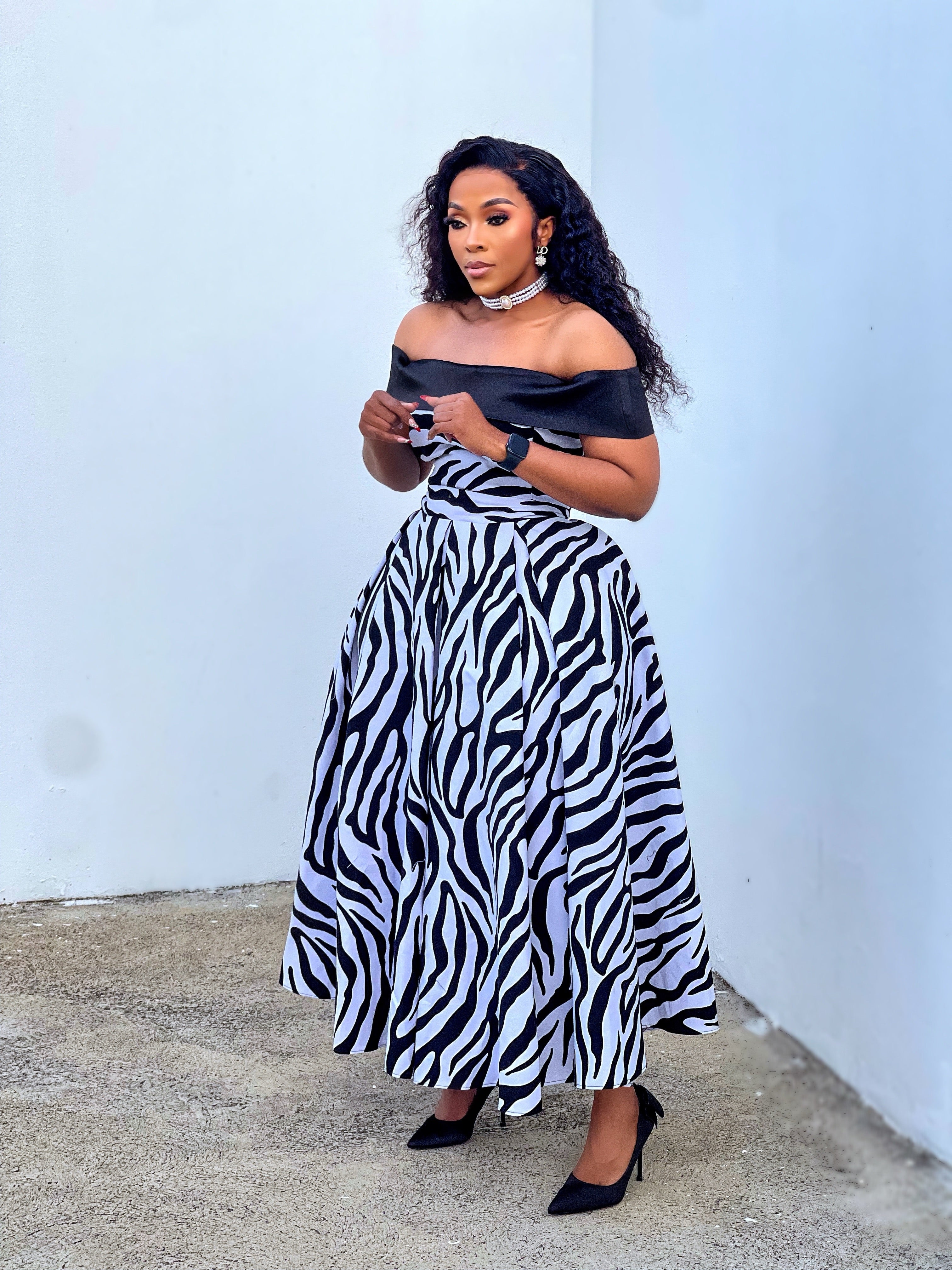 The Midnight Serenade Off Shoulder Maxi Dress