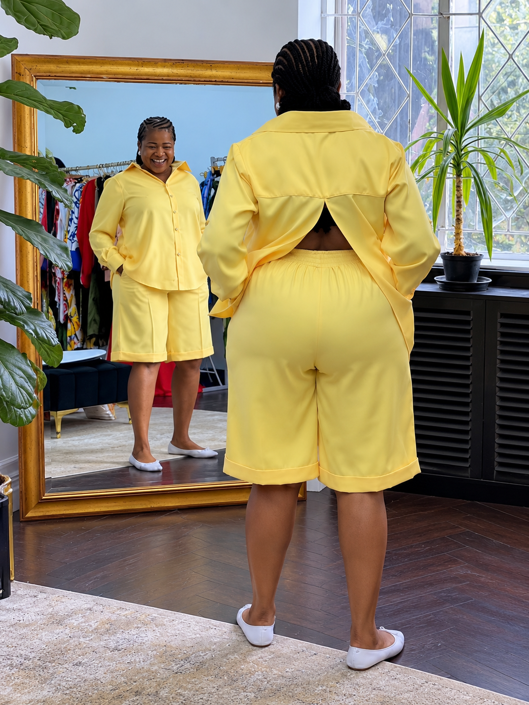 Butter Yellow Bermuda Shorts Set
