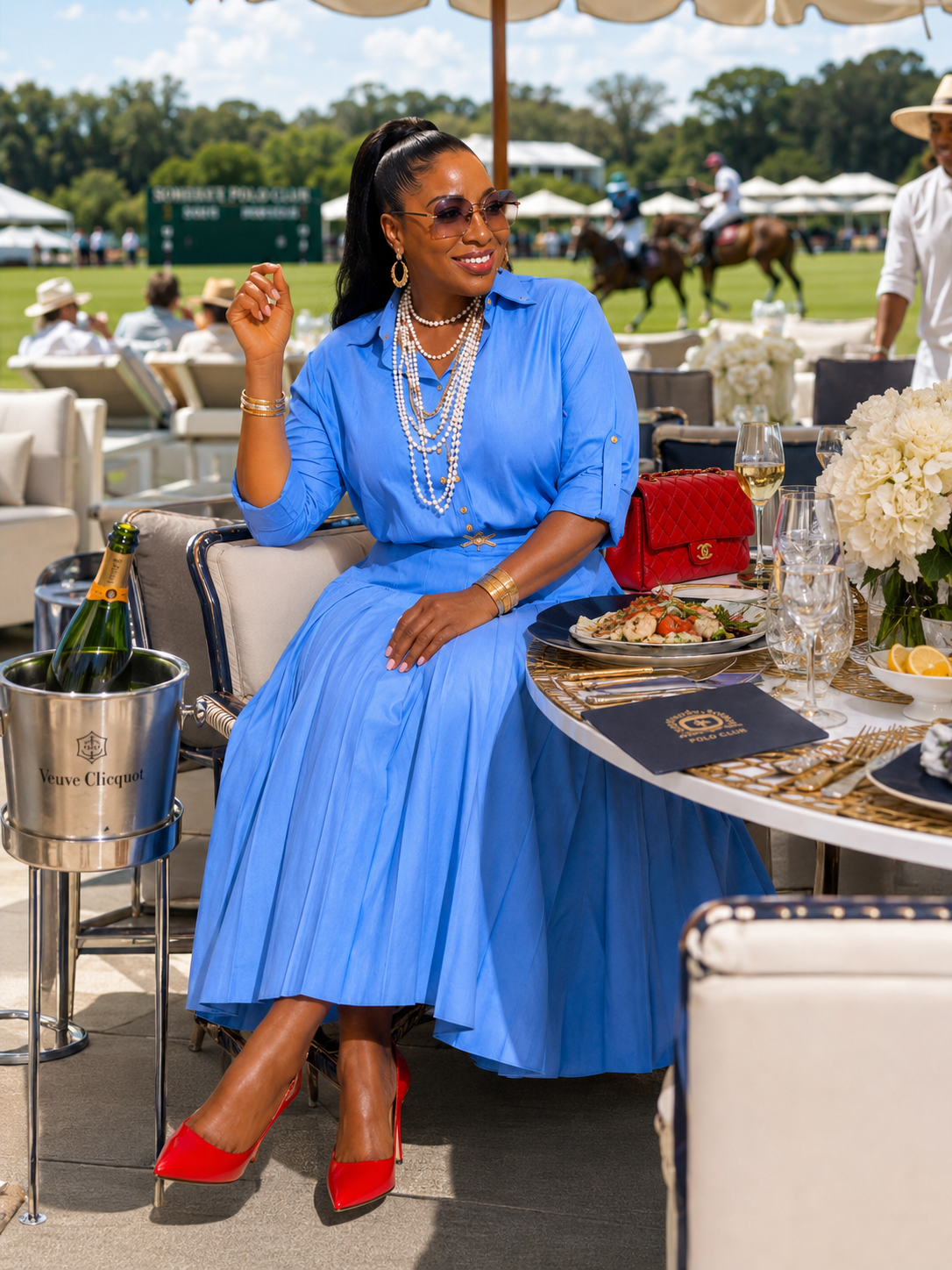 Baby Blue Linen Skirt Set