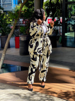 Black & Off White Belted Tracksuit
