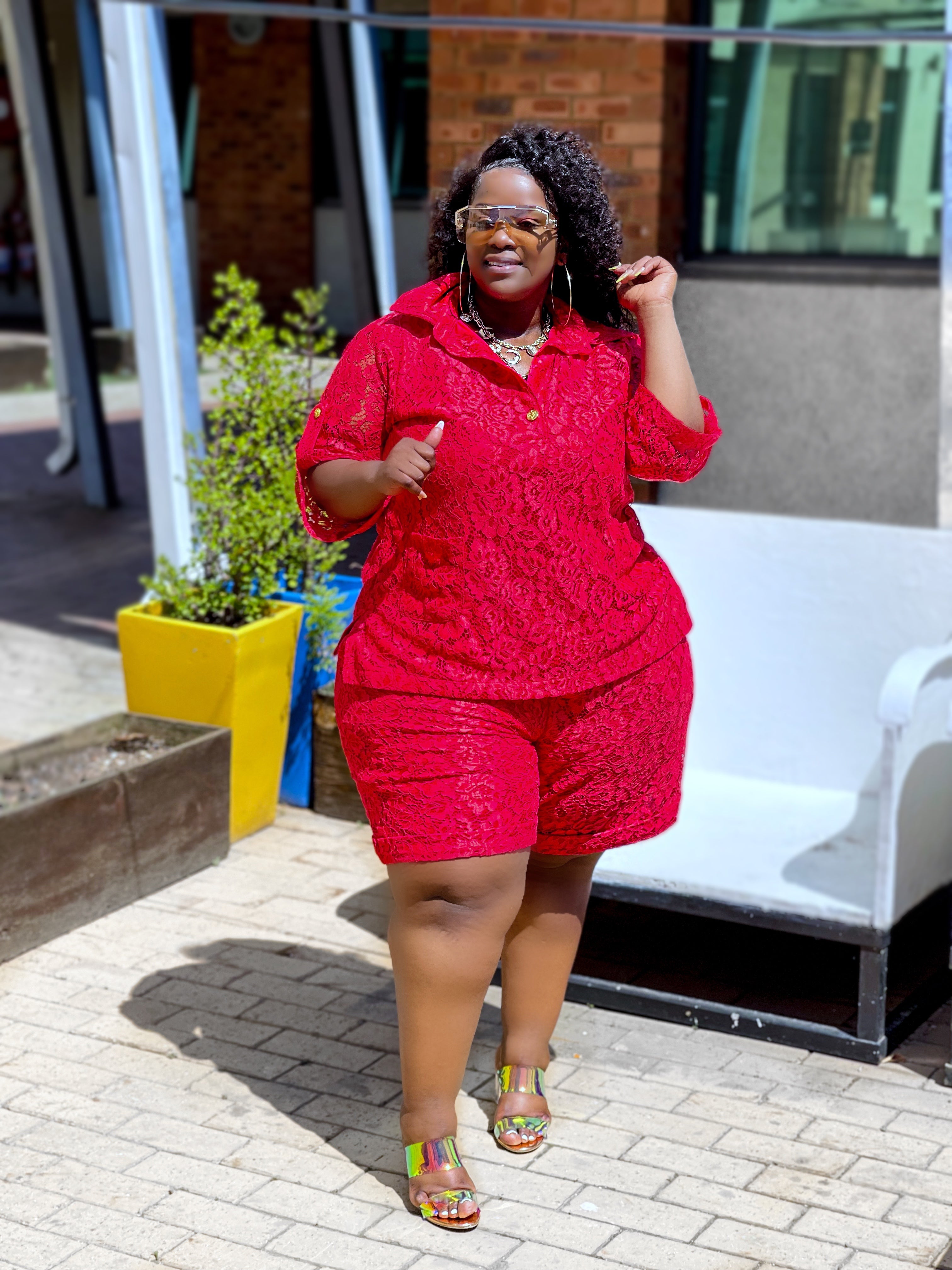 Plus size shop red shorts