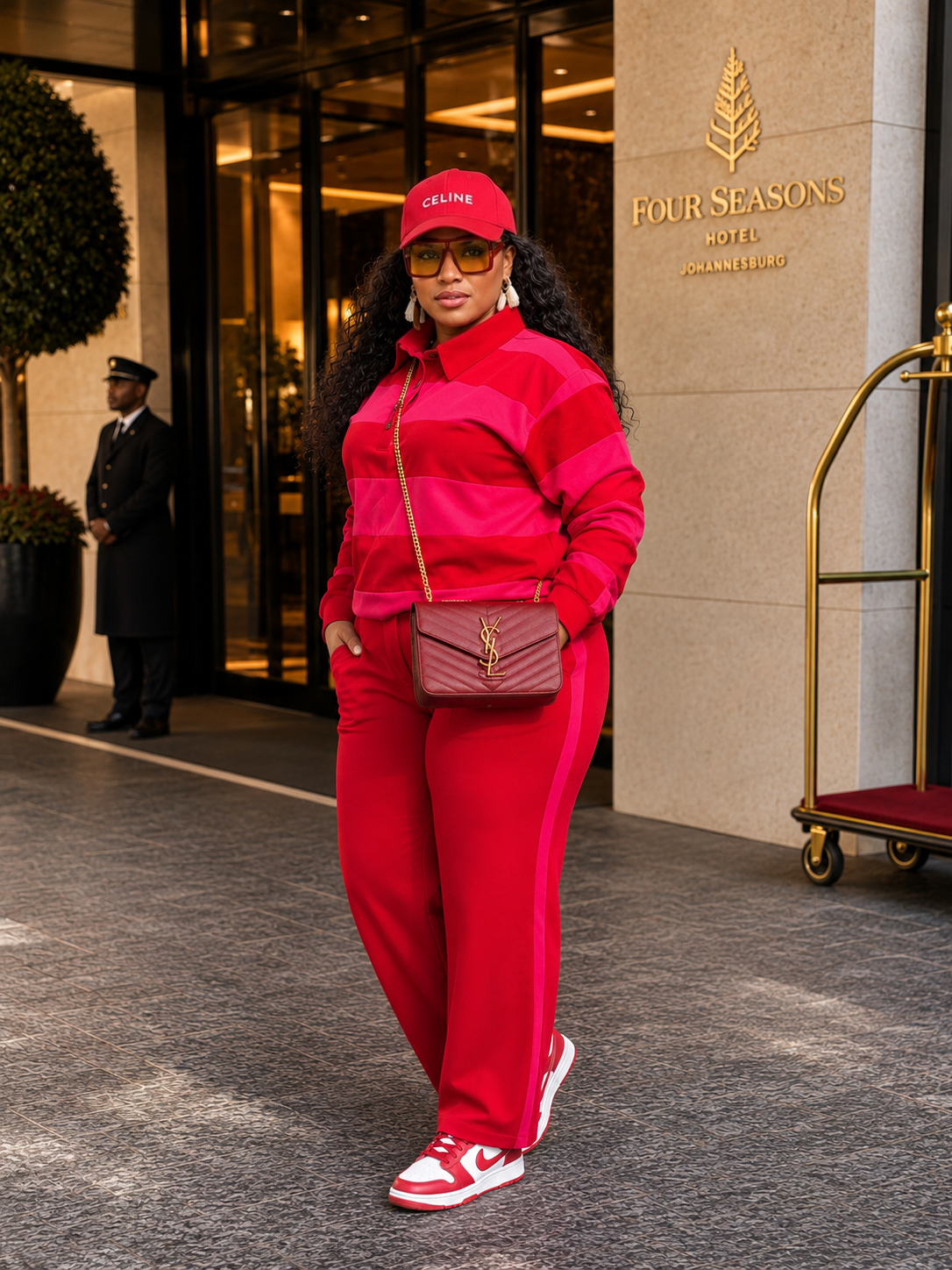 The Crimson Confidence Golf Shirt Set