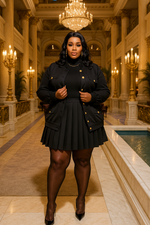All Black Pleated Skirt Set