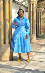 Baby Blue Linen Skirt Set