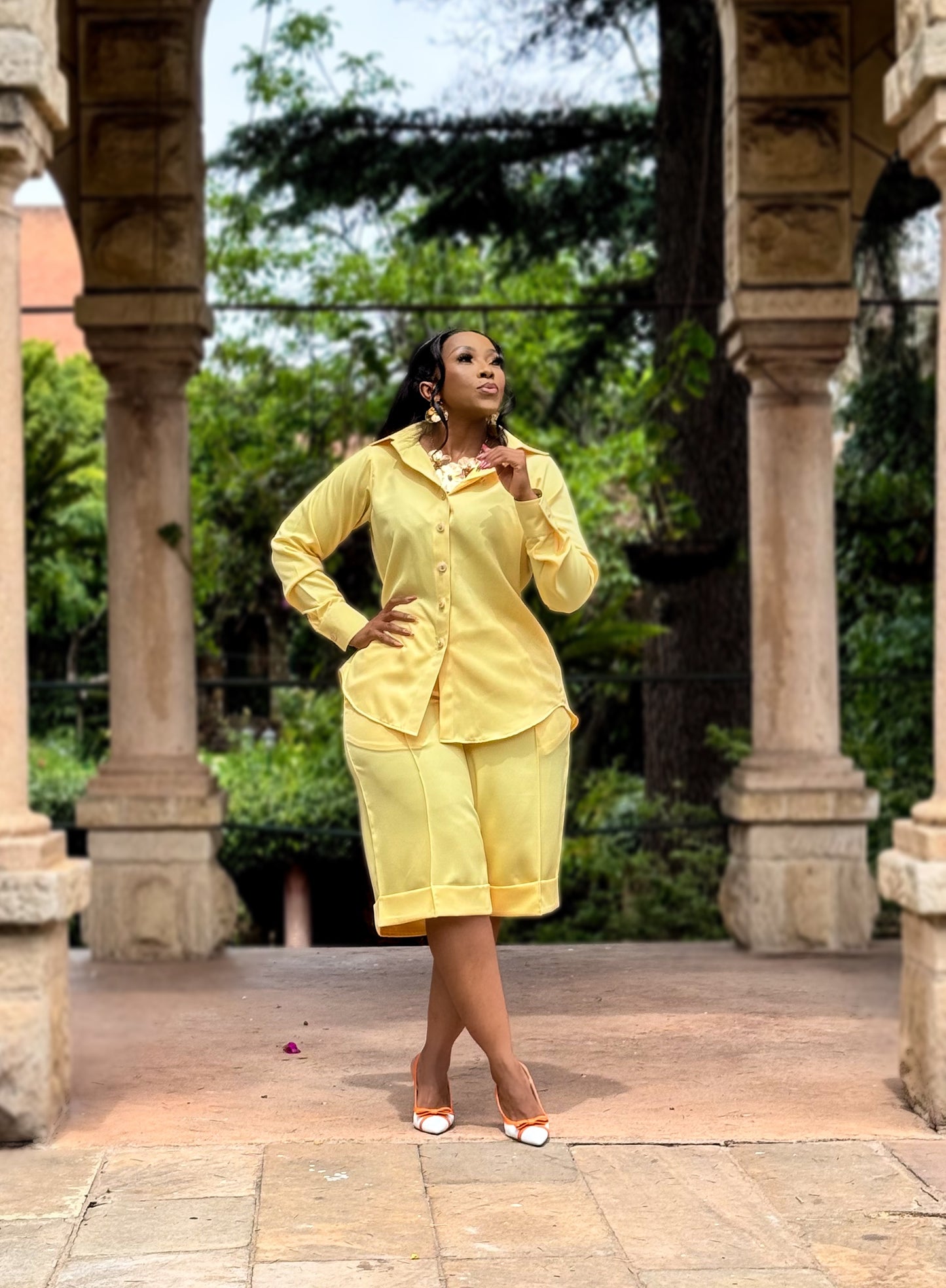 Golden Bermuda Shorts Set