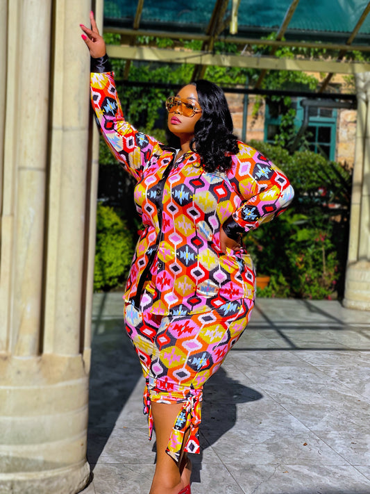 Festive Flame Ikat Set