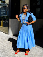 Baby Blue Linen Skirt Set