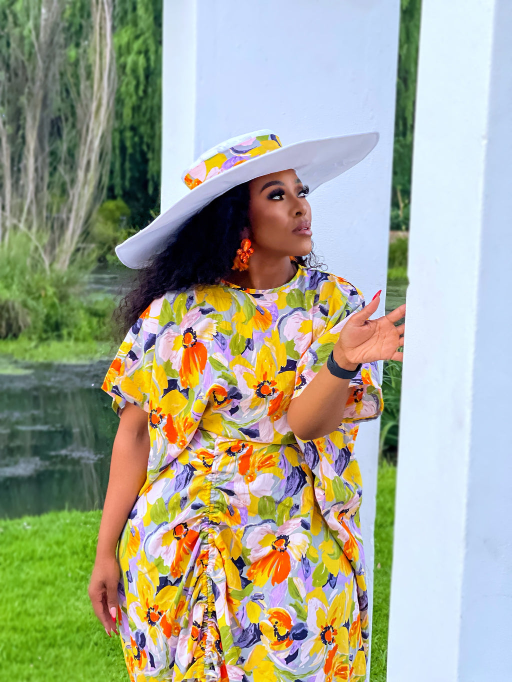 Sunlight Bloom Ruched Kimono like Dress