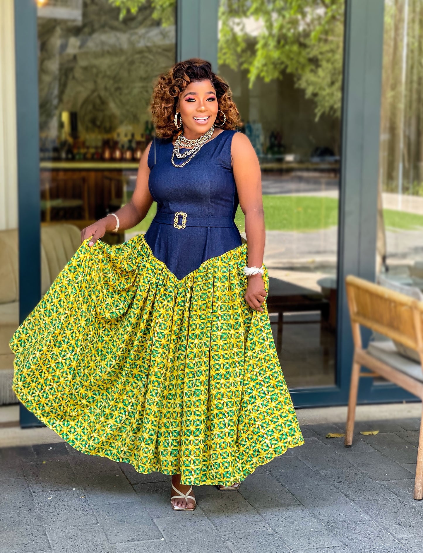 Denim Drop-waist Maxi Dress – Lovethelooksa