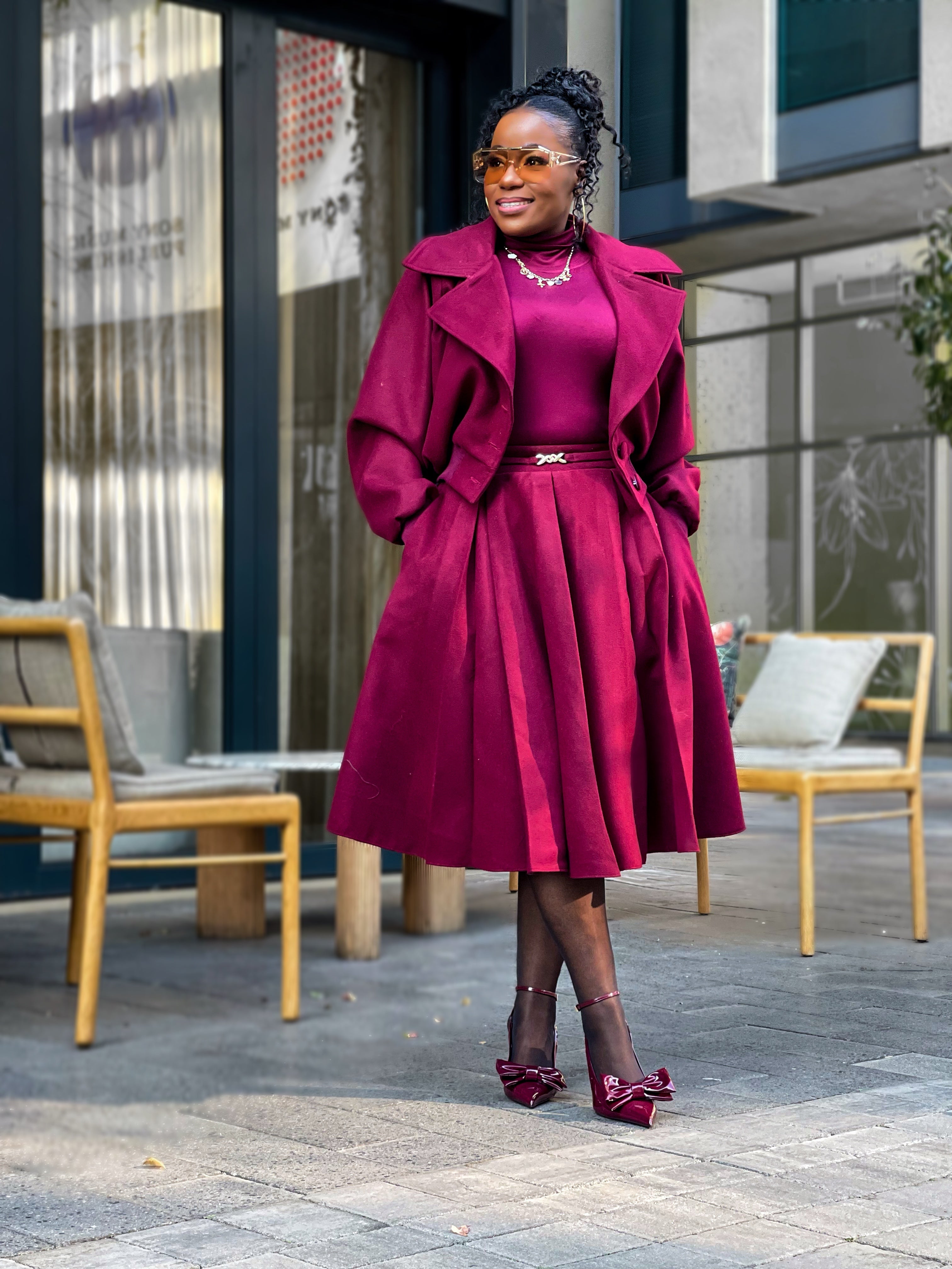 Burgundy Winter Skirt Set