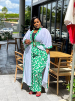 Maxine Green & White Kimono Set