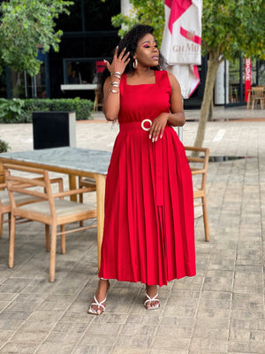 Nomazwi Red Pleated Dress