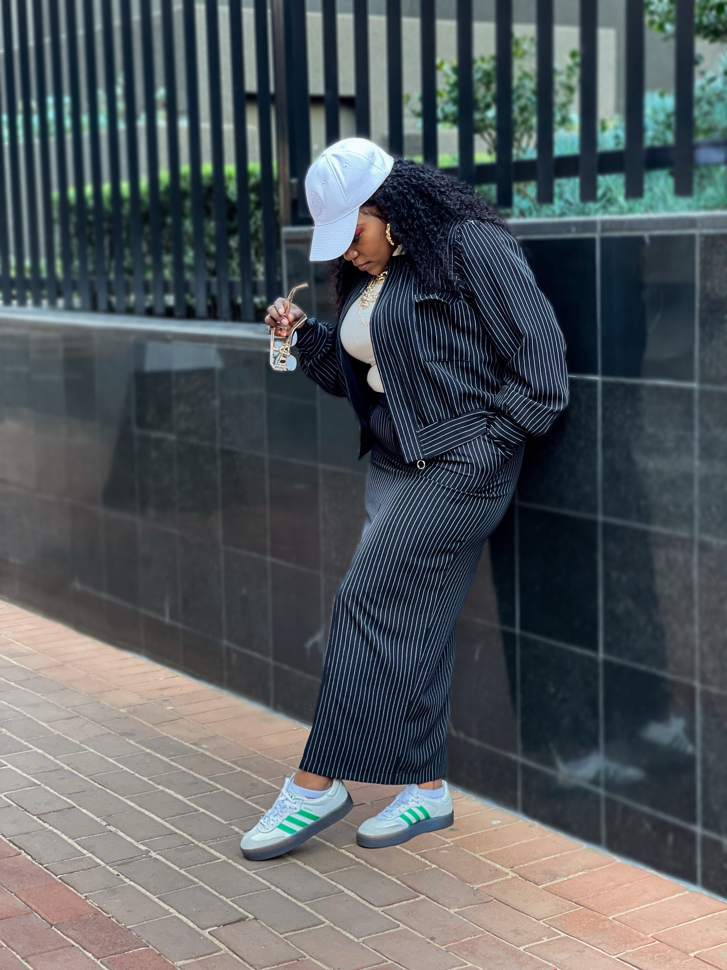 Striped Black Skirt & Pants Set