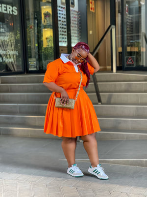 Orange 🍊 & White Tennis Skirt Set