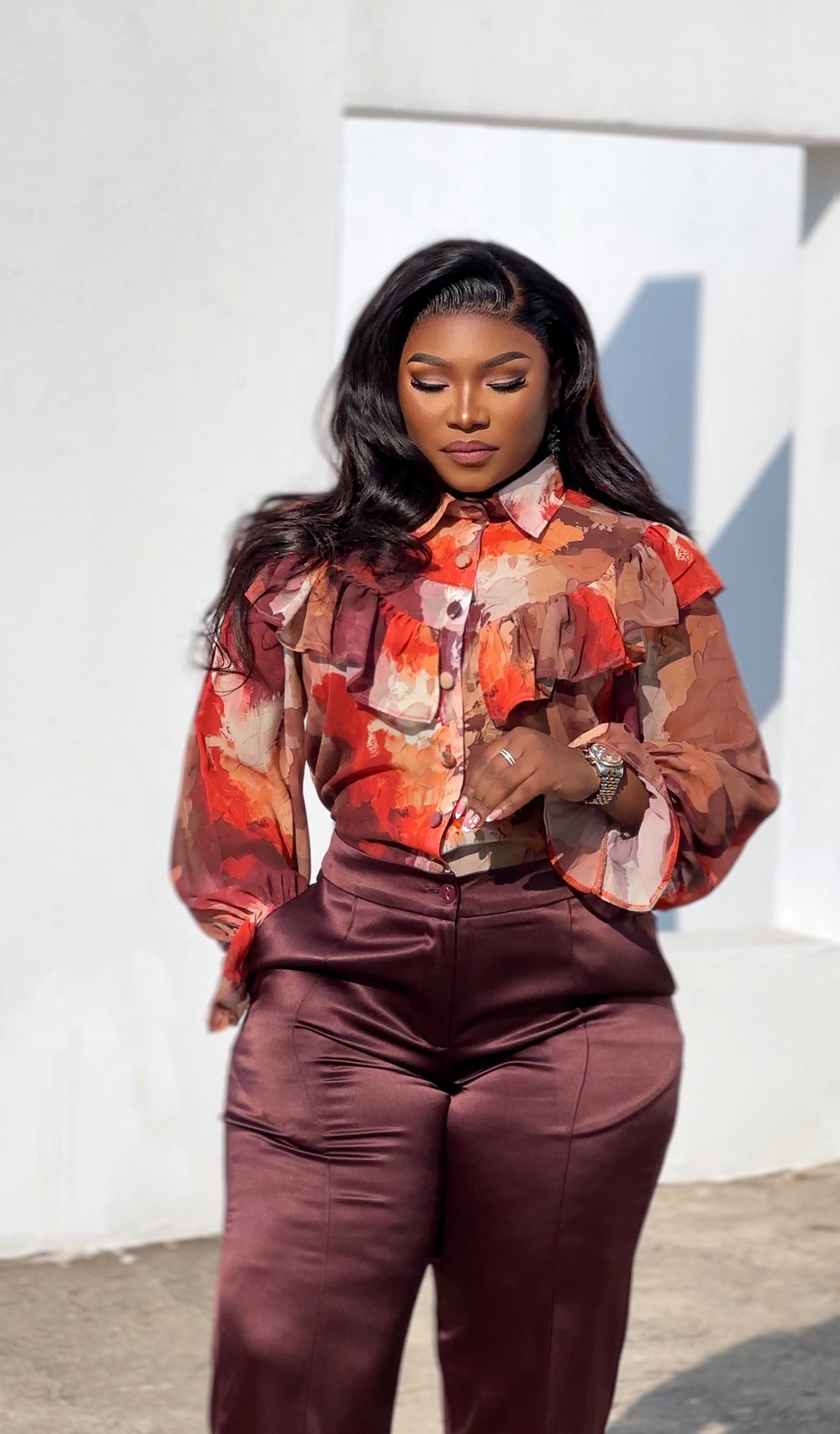 The Sienna Ruffle Blouse & Pants Set