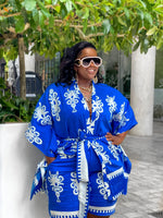 Bahama Shorts Set: Royal Blue & Black + White