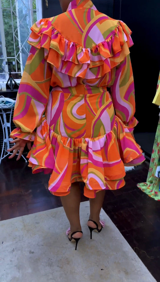 The Sunset Heiress Ruffle Skirt Set (KNEE LENGHT)