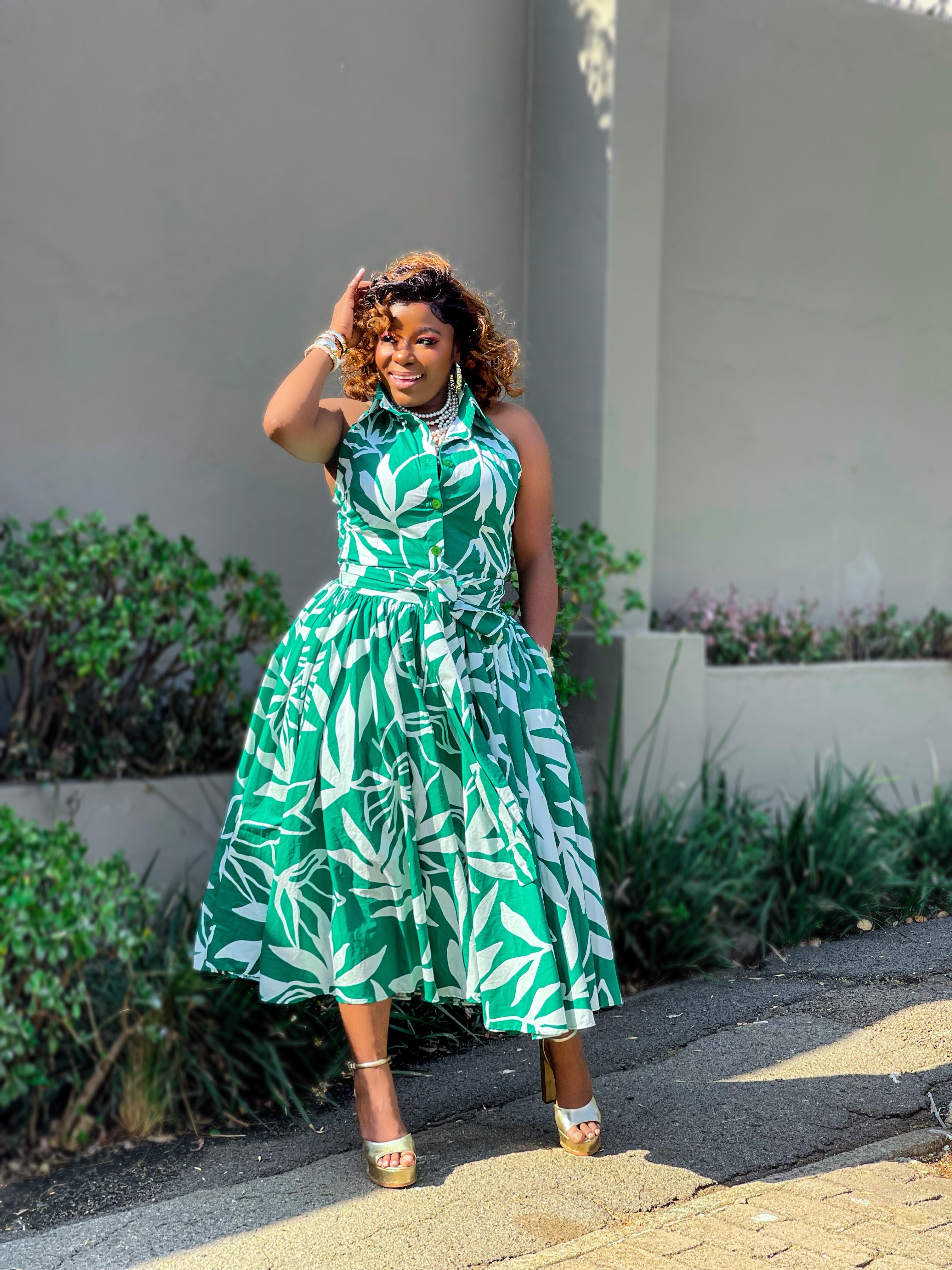 Green Halterneck Maxi Dress