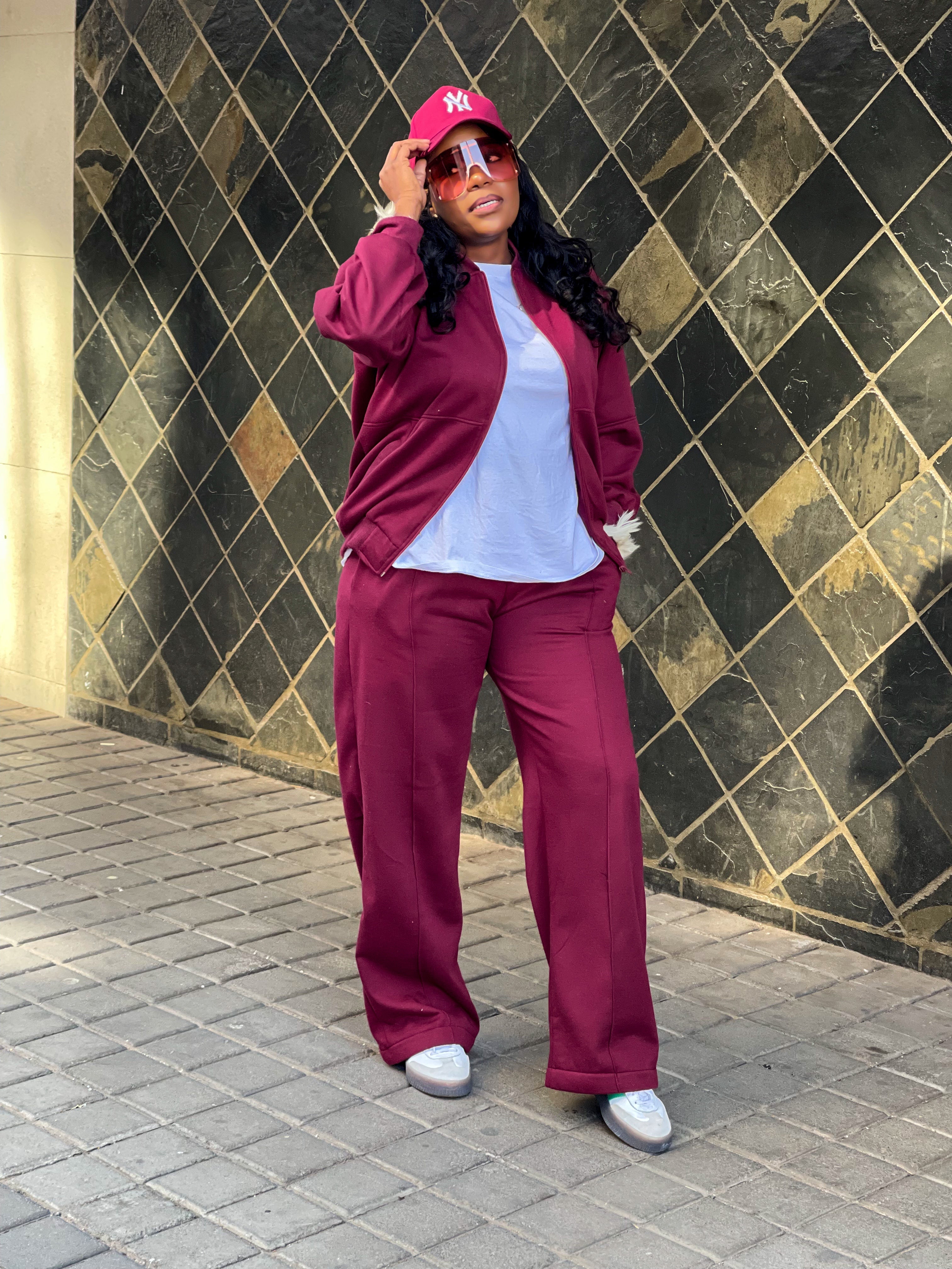 Burgundy Fancy Tracksuit