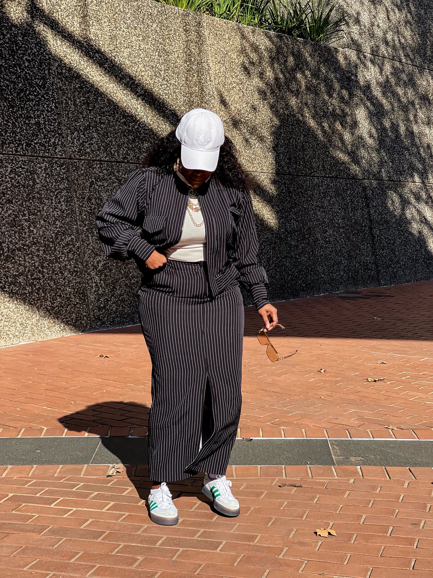 Striped Black Skirt & Pants Set