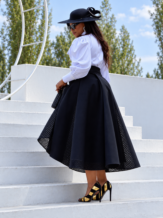 The Sovereign Black and White Luxury Midi Skirt Set