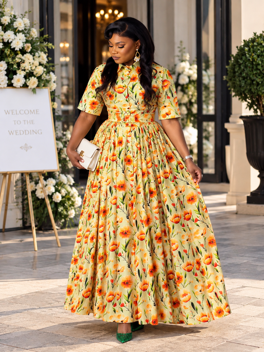 Pistachio Maxi Dress with the Belt