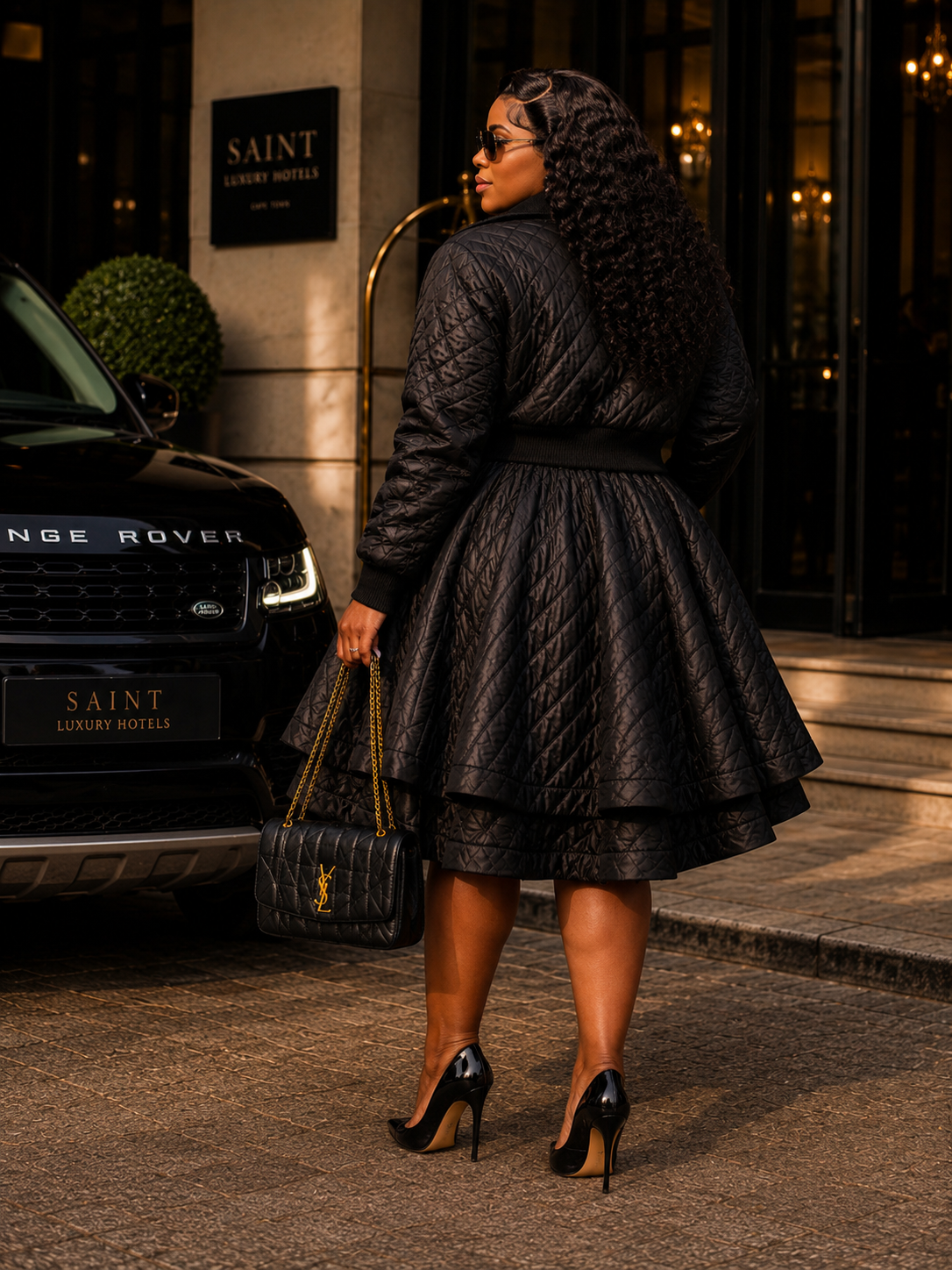 Black Bomber Jacket & Skirt Set