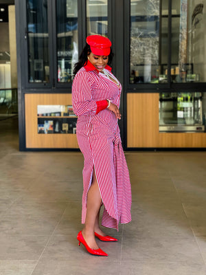 Anele Red Stripe Shirt Dress