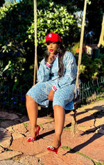 Sparkling Bermuda Denim Embroidered Set