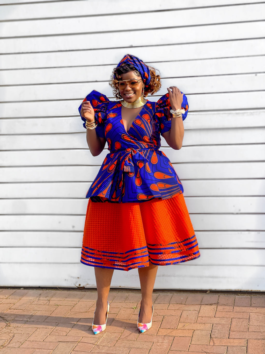 African Queen Orange 🍊 Skirt Set