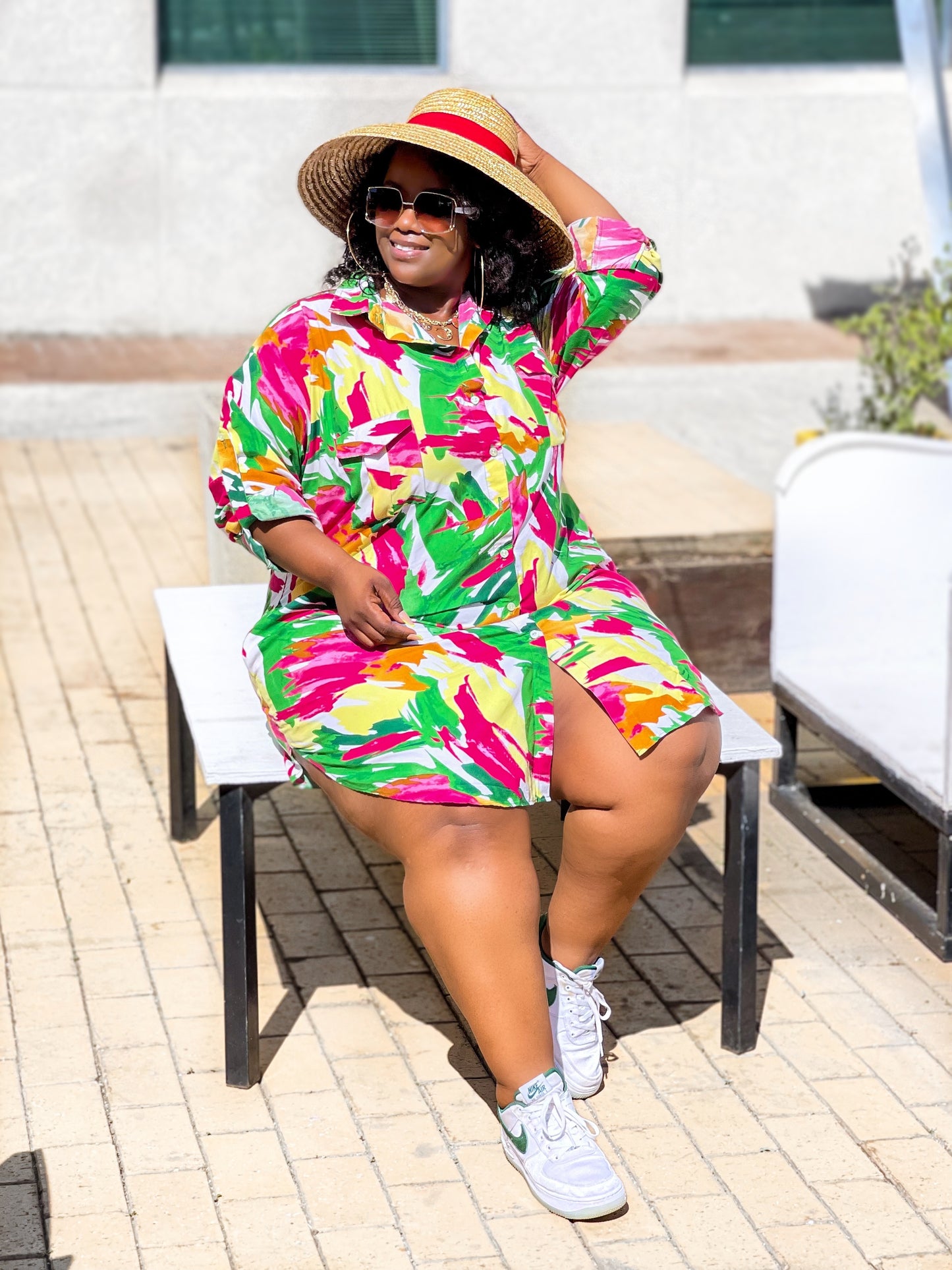 Spring Paint Brush Shirt Dress
