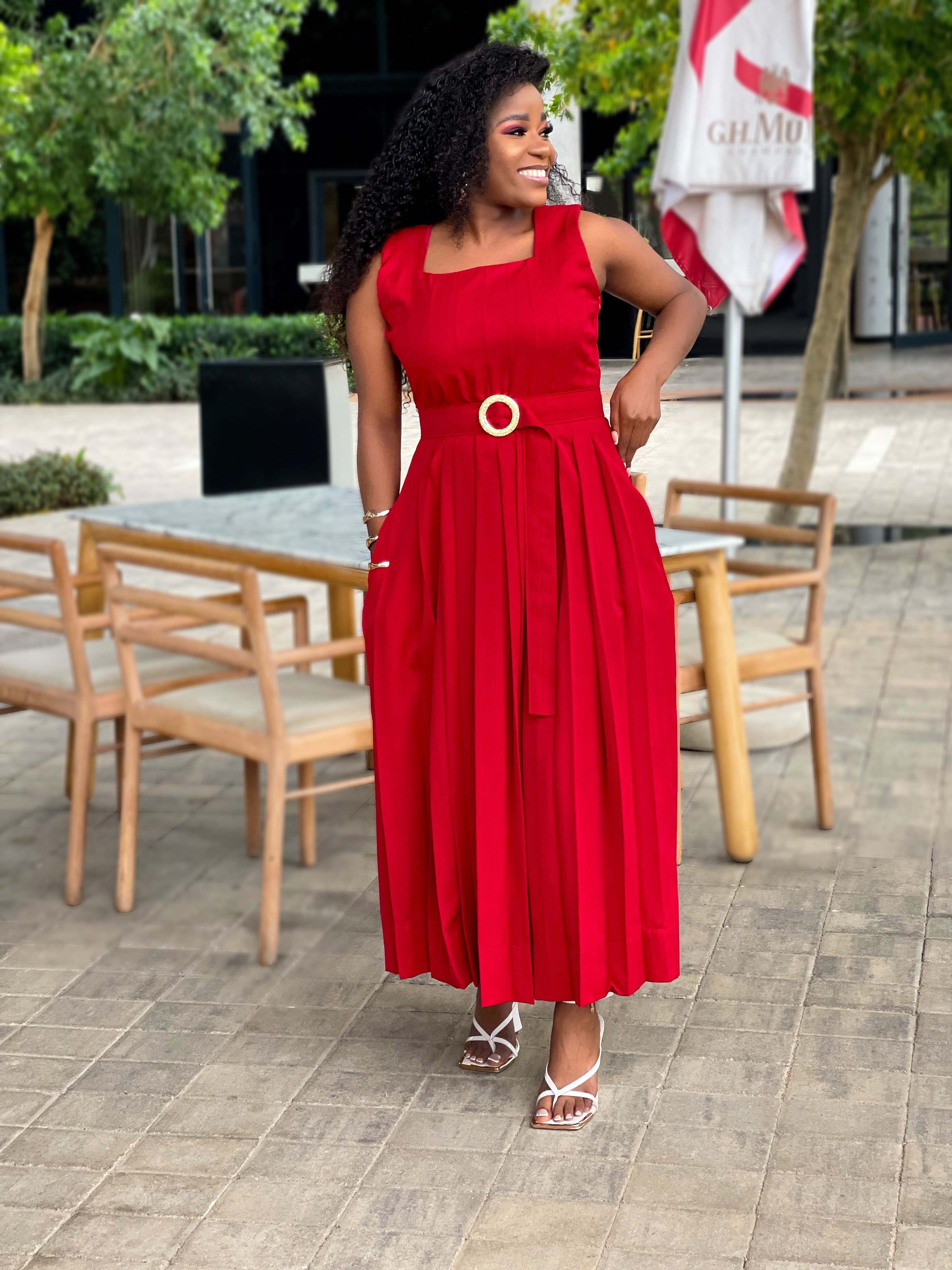 Nomazwi Red Pleated Dress